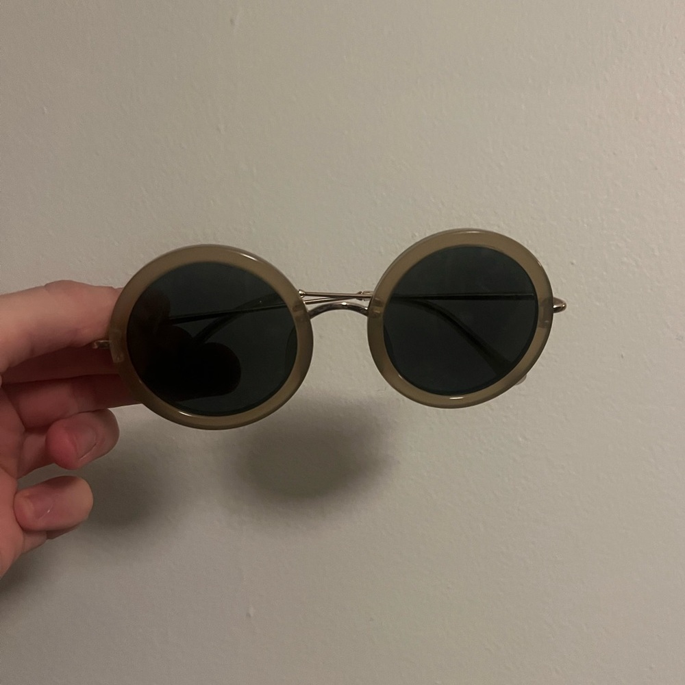 The Row Linda Farrow Round Tan Sunglasses
